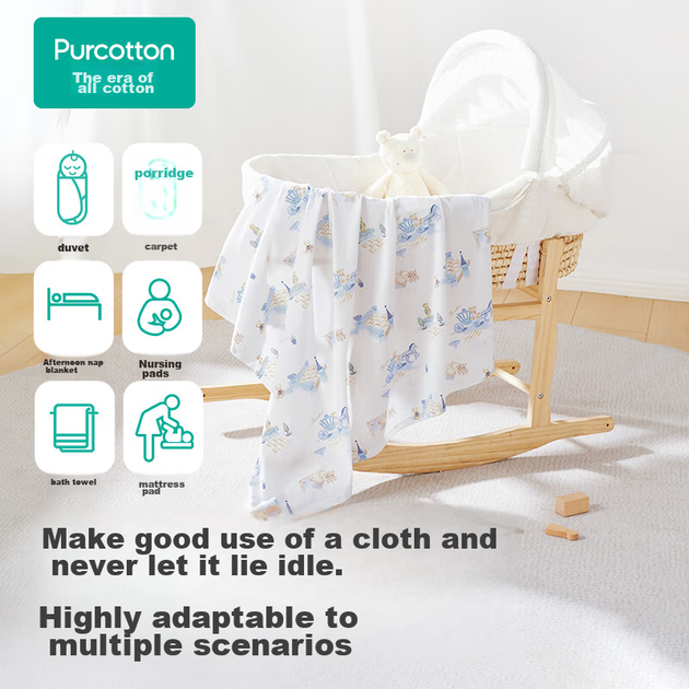 Плед-пеленка PurCotton из хлопка вязаный тонкий, 90x90 см - изображение 7