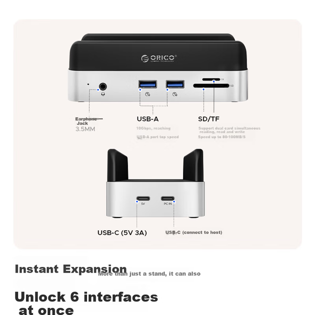 Док-станція ORICO для Mac mini M4 з відсіком для SSD M.2 2280 - зображення 4