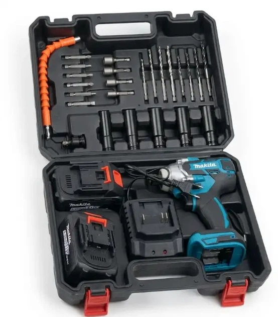 Аккумуляторный гайковерт Makita DTW1000 300 Нм бесщеточный гайковерт 48 В 6 А·час с 2 аккумуляторами набор сверл бит головок реверс LED-подсветка инструмент в кейсе для авто и монтажных работ - изображение 5