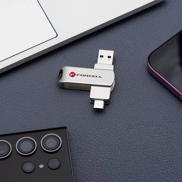 Флешка 128GB USB 3.2 Gen 1 Forcell F-Data Metal Duo Silver (5903396391798) - Фото 5 Флешка 128GB USB 3.2 Gen 1 Forcell F-Data Metal Duo Silver (5903396391798) - зображення 5