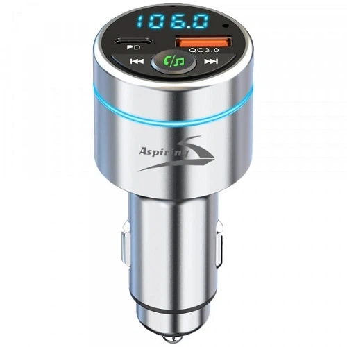 Автомобильный FM-трансмиттер Aspiring Wave 5 WV654712 с Bluetooth, PD 20W, QC3.0, LED, MicroSD, DSP. Металличе - изображение 2