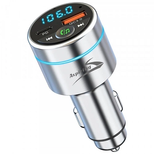 Автомобильный FM-трансмиттер Aspiring Wave 5 WV654712 с Bluetooth, PD 20W, QC3.0, LED, MicroSD, DSP. Металличе - изображение 5