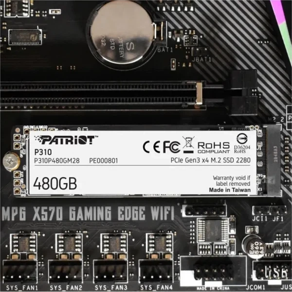 SSD накопитель Patriot p310 480Gb m.2 NVMe sm 3d tlc (p310p480gm28) - изображение 6