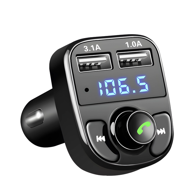 FM-адаптер с функцией HandsFree, QC3, MP3-плеером и Bluetooth, для автомобиля, поддержкой Micro SD и TF-карт - Фото 1 FM-адаптер с функцией HandsFree, QC3, MP3-плеером и Bluetooth, для автомобиля, поддержкой Micro SD и TF-карт - изображение 1