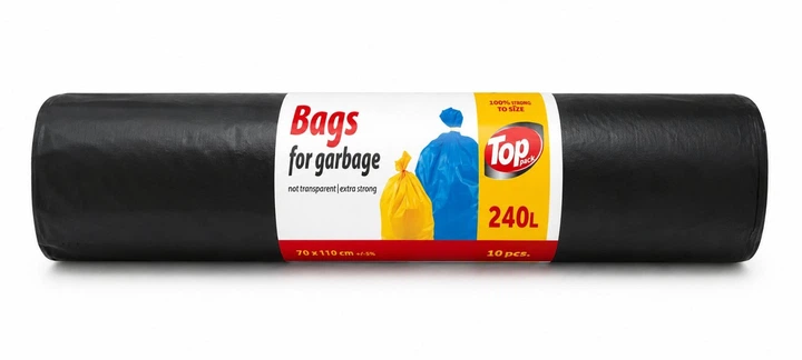 Пакети для сміття Toppack 240л 10шт міцні (70*110см) - Фото 1 Пакети для сміття Toppack 240л 10шт міцні (70*110см) - зображення 1