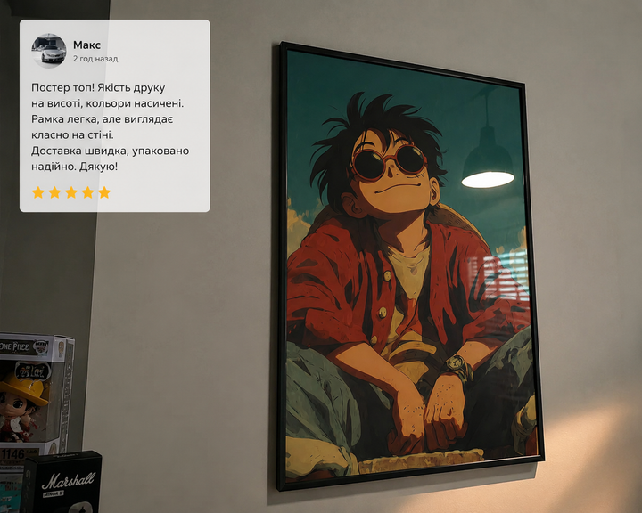 Постер 30х40см у рамці зі склом в аніме стилі Retro One Piece - Фото 1 Постер 30х40см у рамці зі склом в аніме стилі Retro One Piece - изображение 1