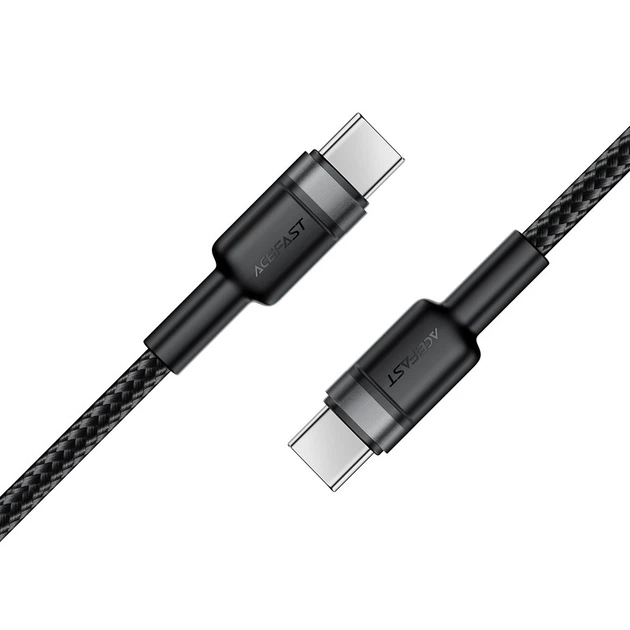 Кабель Acefast C22-03 Type-C to Type-C 60W 1.2m (black) - Фото 2 Кабель Acefast C22-03 Type-C to Type-C 60W 1.2m (black) - изображение 2