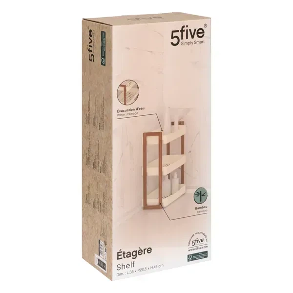 Бамбуково-пластиковый стеллаж 5five Simply Smart на 3 полки, 35×20,5×45 см, белый/натуральный - Фото 2 Бамбуково-пластиковый стеллаж 5five Simply Smart на 3 полки, 35×20,5×45 см, белый/натуральный - изображение 2