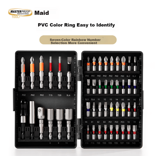 Набор отверток MASTERPROOF Rainbow Magic Box, 48 предметов, S2: плоские, крестовые, Torx, шестигранники - изображение 5