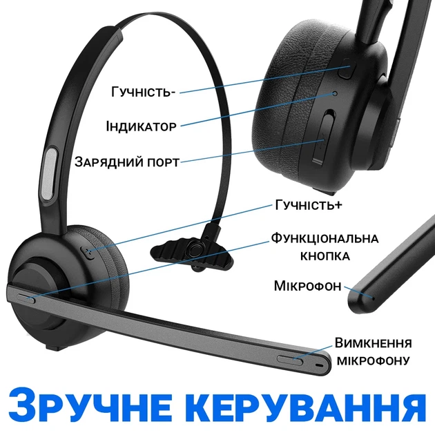 Bluetooth гарнитура Digital Lion TH10 с микрофоном, шумоподавлением, черная - изображение 4