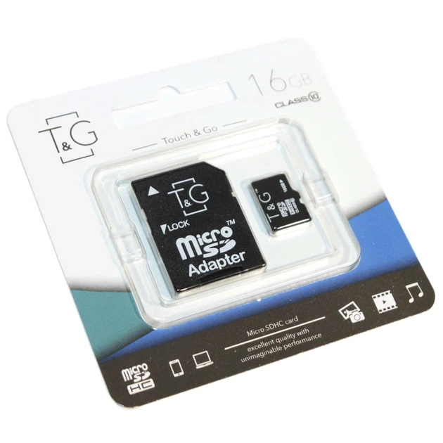 Карта пам'яті microSDHC T&G Class 10 16GB з адаптером чорна - зображення 2