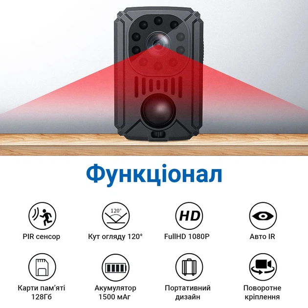 Камера видеонаблюдения MD31 с датчиком движения 1080P беспроводная черная - Фото 5 Камера видеонаблюдения MD31 с датчиком движения 1080P беспроводная черная - изображение 5