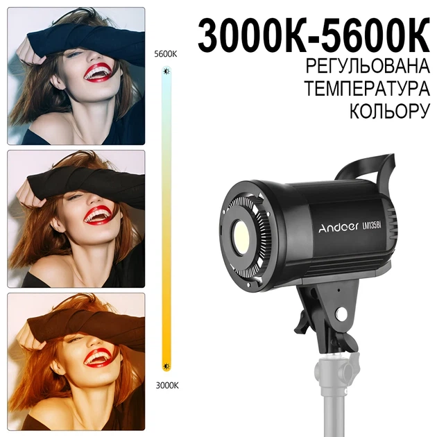 Постоянный студийный LED видеосвет Andoer LM135Bi 135W черный - изображение 6