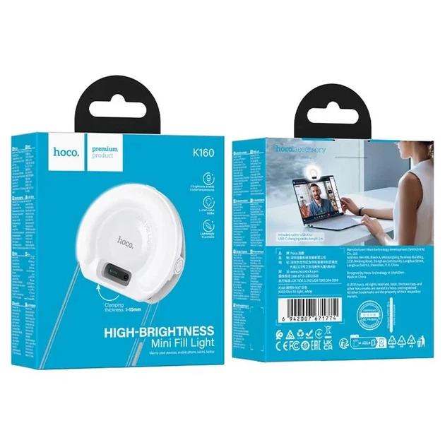 Портативная лампа для селфи Hoco K160 Olas 400 mAh Белый - изображение 2