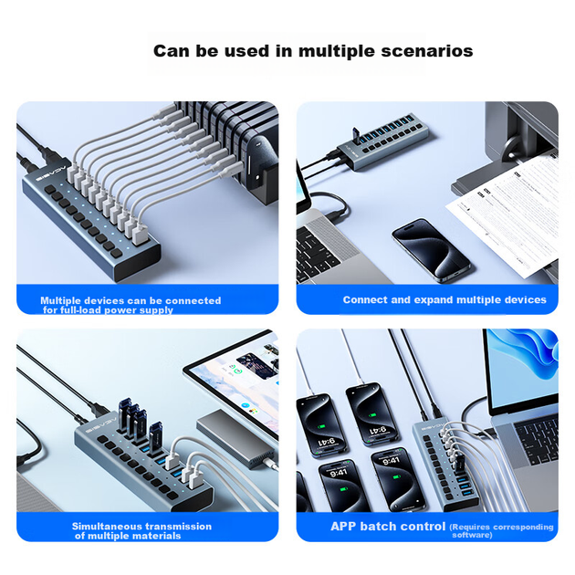 Хаб Acasis HS-710MG USB 3.1 на 10 портов с индивидуальными выключателями, 10 Гбит/с, для MacBook - Фото 9 Хаб Acasis HS-710MG USB 3.1 на 10 портов с индивидуальными выключателями, 10 Гбит/с, для MacBook - изображение 9