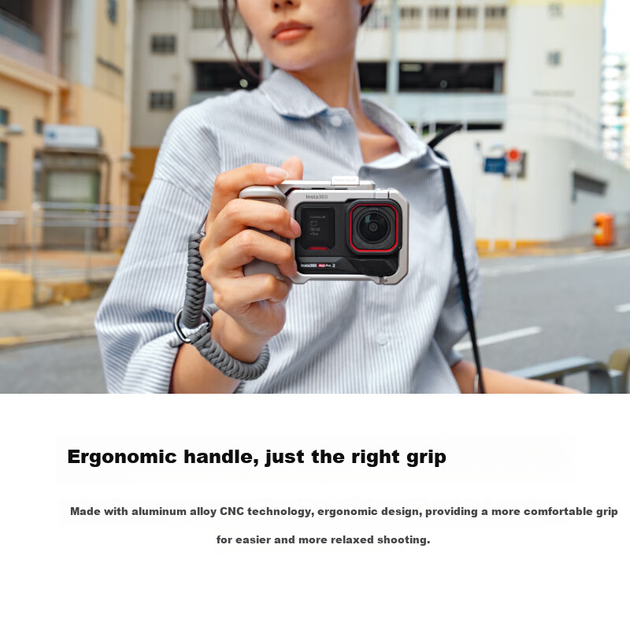 Комплект аксессуаров Yingshi для Insta360 Ace Pro и Ace Pro 2: клетка-рамка с ручкой, цвет звездное серебро - изображение 6