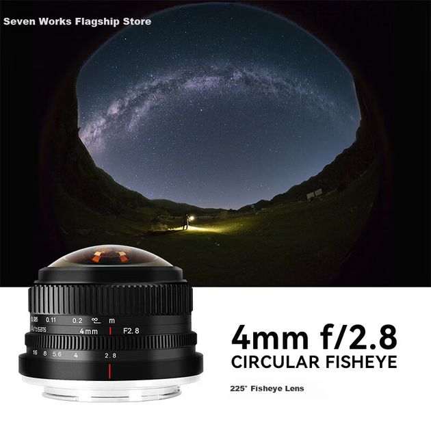 Объектив Qigongjiang для Sony, байонет E, 4 мм F2.8, «рыбий глаз» 225°, для дронов и камер A7M4 ZV-E10 II, A7C2, черный - Фото 4 Объектив Qigongjiang для Sony, байонет E, 4 мм F2.8, «рыбий глаз» 225°, для дронов и камер A7M4 ZV-E10 II, A7C2, черный - изображение 4