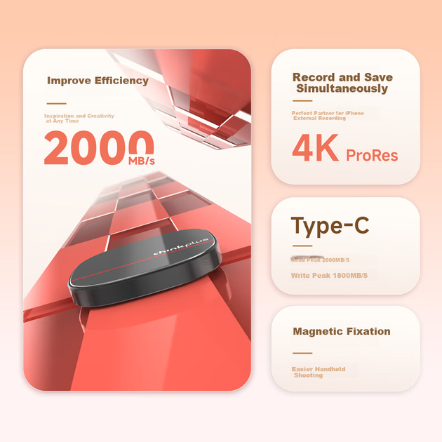 Мобільний твердотільний накопичувач ThinkPlus Lenovo 1 ТБ Magnetic, сумісний з магнітними телефонами, високошвидкісне зчитування USB 3.2 2000 МБ/с, портативний жорсткий диск PSSD компактний та тонкий, серія US203 - Фото 4 Мобільний твердотільний накопичувач ThinkPlus Lenovo 1 ТБ Magnetic, сумісний з магнітними телефонами, високошвидкісне зчитування USB 3.2 2000 МБ/с, портативний жорсткий диск PSSD компактний та тонкий, серія US203 - изображение 4