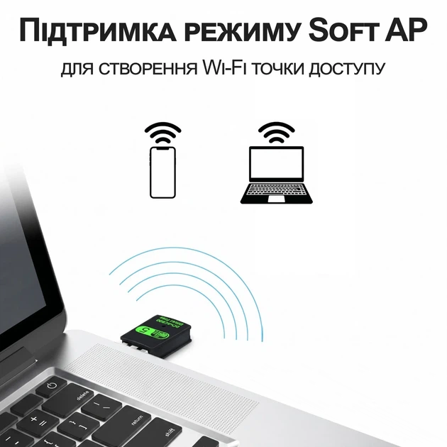 Внешний сетевой адаптер 2в1 Addap UWA-08 WiFi + Bluetooth USB 600 Мбит/с - Фото 7 Внешний сетевой адаптер 2в1 Addap UWA-08 WiFi + Bluetooth USB 600 Мбит/с - изображение 7
