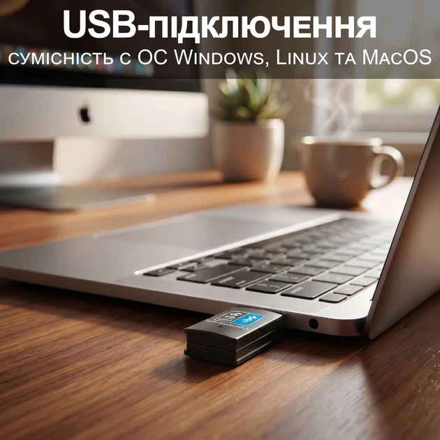 Зовнішній мережевий адаптер 2в1 WiFi+Bluetooth Addap UWA-03 USB 2,4 ГГц 150 Мбіт/с чорний - зображення 3