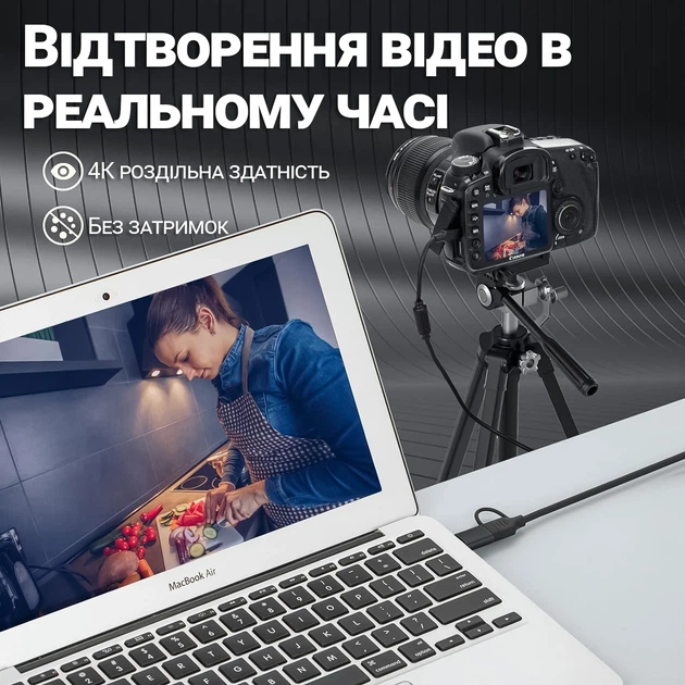 Внешняя карта видеозахвата Addap VCC-06 HDMI на USB-C и USB-A 4K черная - Фото 6 Внешняя карта видеозахвата Addap VCC-06 HDMI на USB-C и USB-A 4K черная - изображение 6
