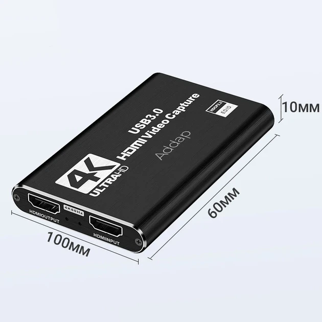 Внешняя карта видеозахвата Addap VCC-04 HDMI-USB 4K алюминий черный - Фото 11 Внешняя карта видеозахвата Addap VCC-04 HDMI-USB 4K алюминий черный - изображение 11