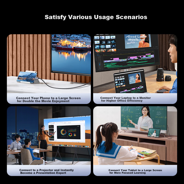 Кабель Ugreen USB Type-C - HDMI 4K 60 Гц 1 м - Фото 8 Кабель Ugreen USB Type-C - HDMI 4K 60 Гц 1 м - изображение 8