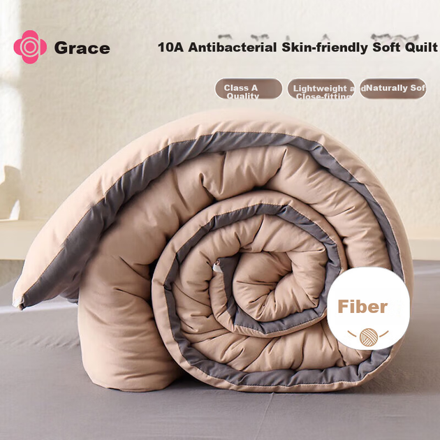 Одеяло Grace 10A всесезонное антибактериальное, 150x200 см, серо-кофейное - изображение 4