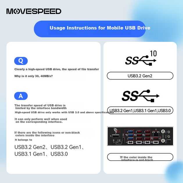 Флеш-накопитель MOVE SPEED 256 ГБ USB 3.2 и Type-C, чтение до 1090 МБ/с - изображение 10