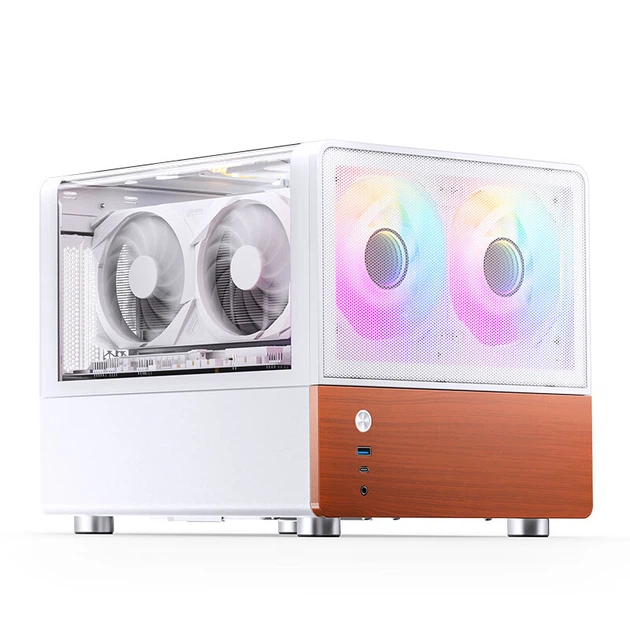 Корпус для настольного ПК JONSBO V12, белый, формат MATX, Type-C Gen2 10 Гбит/с, отделка орех, объем 23 л, блок питания ATX - Фото 5 Корпус для настольного ПК JONSBO V12, белый, формат MATX, Type-C Gen2 10 Гбит/с, отделка орех, объем 23 л, блок питания ATX - изображение 5