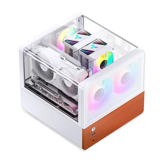 Корпус для настольного ПК JONSBO V12, белый, формат MATX, Type-C Gen2 10 Гбит/с, отделка орех, объем 23 л, блок питания ATX - Фото 6 Корпус для настольного ПК JONSBO V12, белый, формат MATX, Type-C Gen2 10 Гбит/с, отделка орех, объем 23 л, блок питания ATX - изображение 6