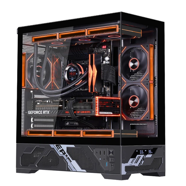 Корпус Wanjia Qianxi ATX панорамний з цифровим дисплеєм та підтримкою СРО 360 мм, чорний - зображення 4
