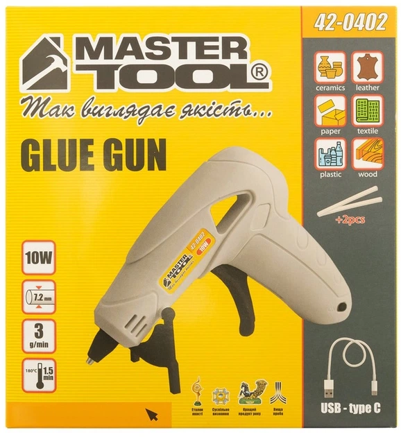 Клеевой пистолет аккумуляторный Mastertool Капля-Стоп Ø 7.2 мм DC 3.7 В 2200 мА·ч (42-0402) - изображение 7