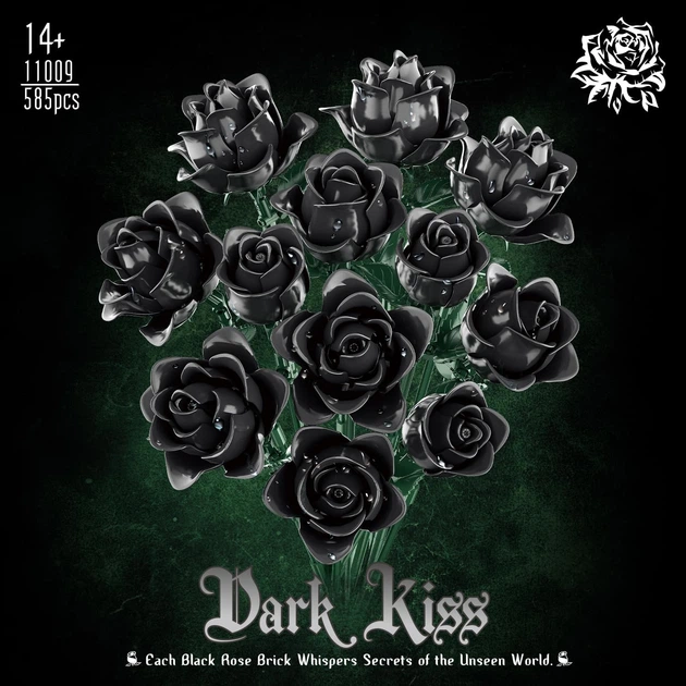 Конструктор «Темний Поцілунок» (Dark Kiss Black Roses) — Букет Чорних Троянд (585 деталей) - Фото 1 Конструктор «Темний Поцілунок» (Dark Kiss Black Roses) — Букет Чорних Троянд (585 деталей) - изображение 1