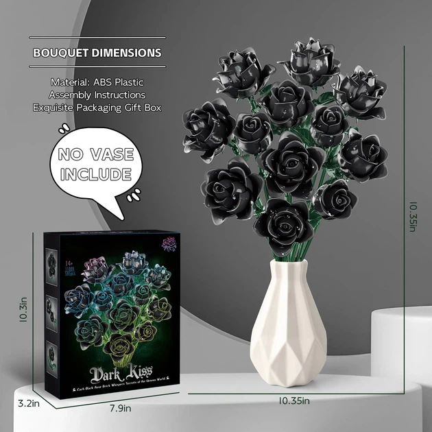Конструктор «Темний Поцілунок» (Dark Kiss Black Roses) — Букет Чорних Троянд (585 деталей) - Фото 4 Конструктор «Темний Поцілунок» (Dark Kiss Black Roses) — Букет Чорних Троянд (585 деталей) - изображение 4