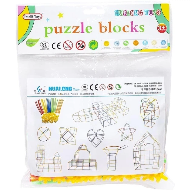 Конструктор детский Intelli Toys Puzzle blocks Трубочки длинные (HL6330B) - Фото 2 Конструктор детский Intelli Toys Puzzle blocks Трубочки длинные (HL6330B) - изображение 2