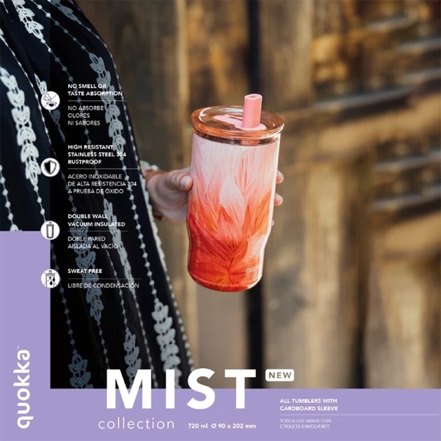 Термокружка Quokka Mist 720 ml зі соломинкою Falling Leaves (40167) - зображення 2