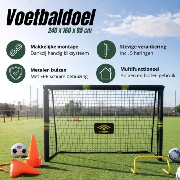 Ворота для футзала Umbro металлическая с сеткой 240x160x85 см (8711252268934) - изображение 7