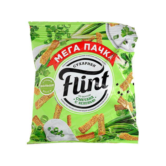 Сухарики Flint 100г сметана та зелень - Фото 1 Сухарики Flint 100г сметана та зелень - изображение 1