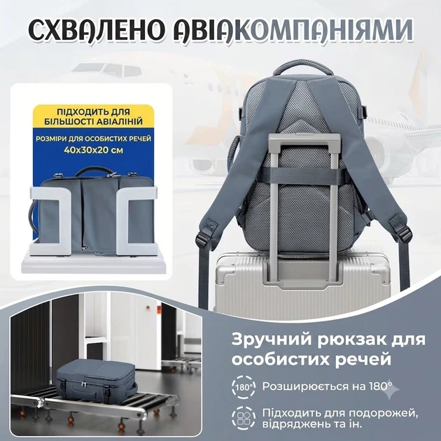 Дорожный рюкзак универсальный T49 Navy Blue - Фото 6 Дорожный рюкзак универсальный T49 Navy Blue - изображение 6