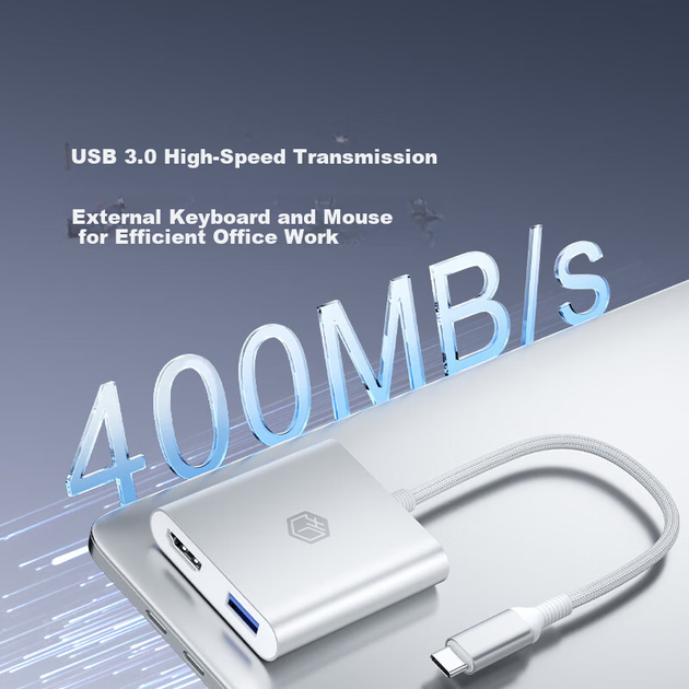 Хаб Jingzao 4 в 1 Type-C с HDMI, USB 3.0 и PD для MacBook - изображение 6