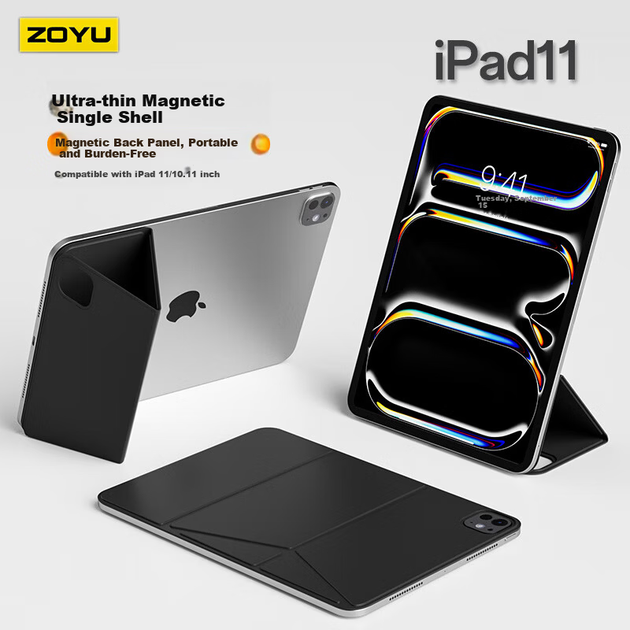 Ультратонкий магнитный чехол Zoyu для Apple iPad 11 2025 года с чипом A16, совместим с iPad 11/10, защитный чехол с магнитами, премиальный черный цвет. - Фото 4 Ультратонкий магнитный чехол Zoyu для Apple iPad 11 2025 года с чипом A16, совместим с iPad 11/10, защитный чехол с магнитами, премиальный черный цвет. - изображение 4