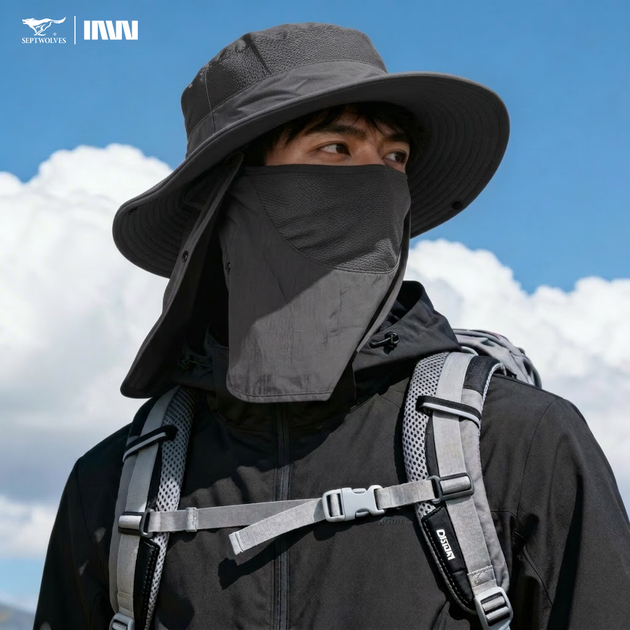 Панама Seven Wolves з маскою для обличчя та UV-захистом дихаюча літня - зображення 4