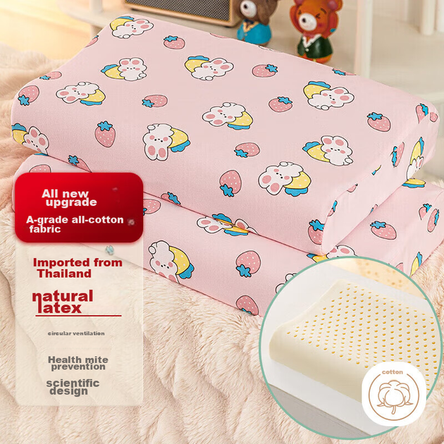 Подушка Grace детская латексная для детей 3-6 лет, 30x50 см, Клубничный кролик - изображение 6