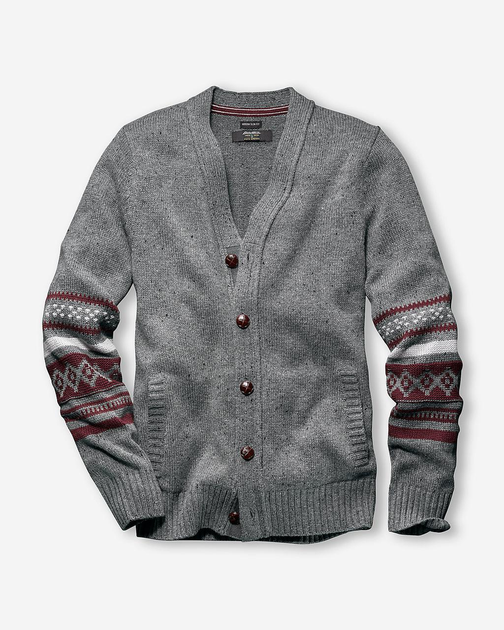 Мужской вязаный кардиган Eddie Bauer Deer Valley Fair Isle MED HTR GRAY (M) 