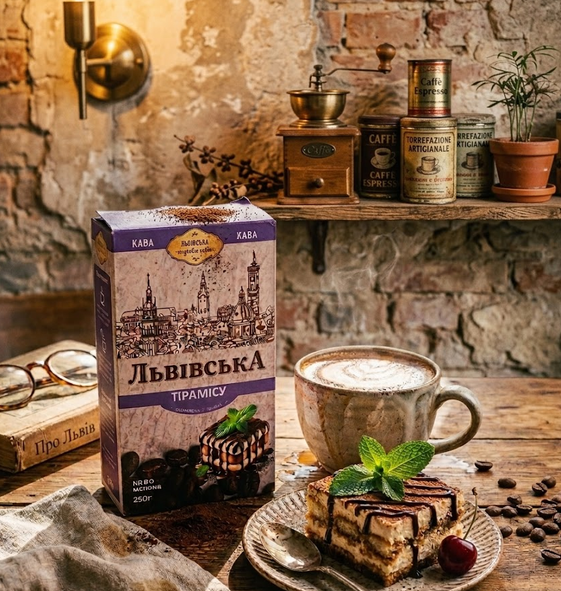 Кава мелена CaffeeFan Львівська Тірамісу 250 г ароматизована купаж арабіка робуста десертні нотки - Фото 8 Кава мелена CaffeeFan Львівська Тірамісу 250 г ароматизована купаж арабіка робуста десертні нотки - зображення 8