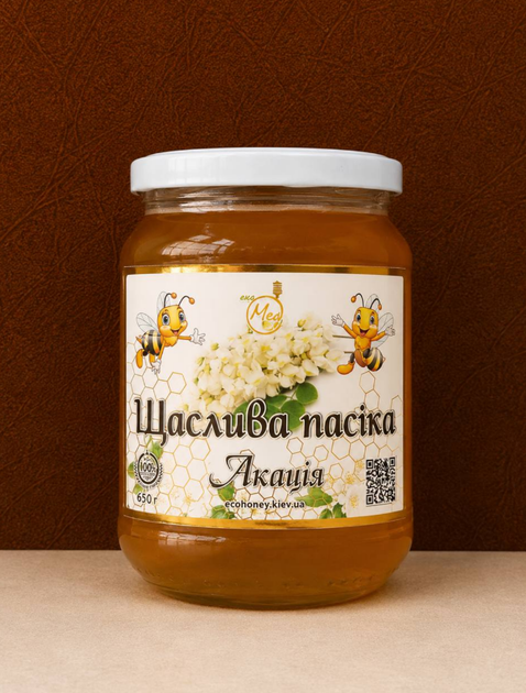 Мед натуральный акациевый 650 мл пчелиный из акации в стеклянной банке - Фото 4 Мед натуральный акациевый 650 мл пчелиный из акации в стеклянной банке - изображение 4