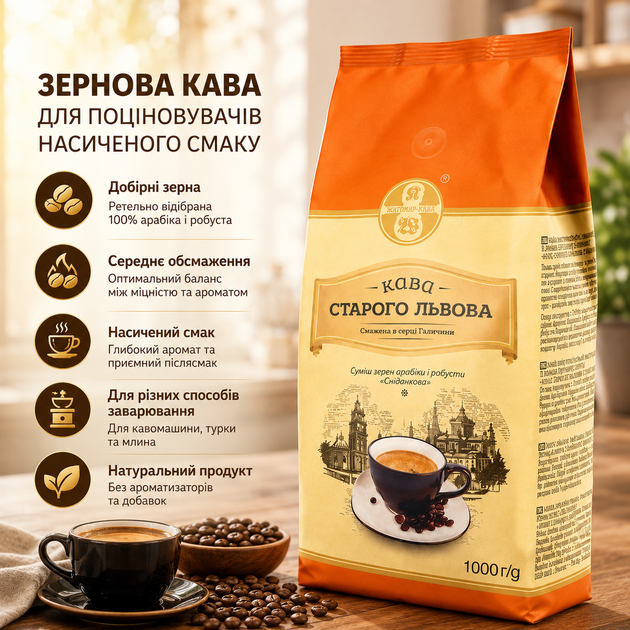 Кава в зернах Старого Львова Сніданкова 1 кг - зображення 8