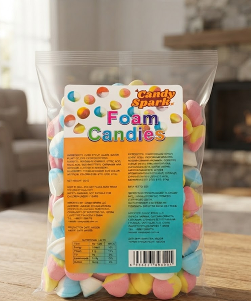 М'які жувальні цукерки Foam Candies 500 г повітряні вспінені ласощі зі смаком полуниці - зображення 8