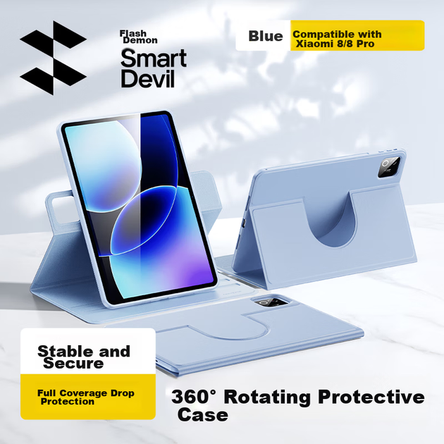 Чохол Shanmo для Xiaomi Pad 8 та Pad 8 Pro 11.2 дюйма силіконовий протиударний з поворотом на 360 градусів, синій - зображення 4